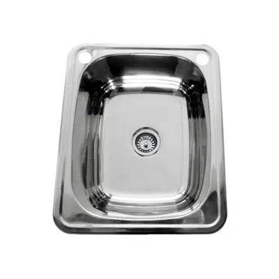 画像 Base Compact Inset Laundry Trough 1 Taphole with Bypass 45 Litres Stainless Steel