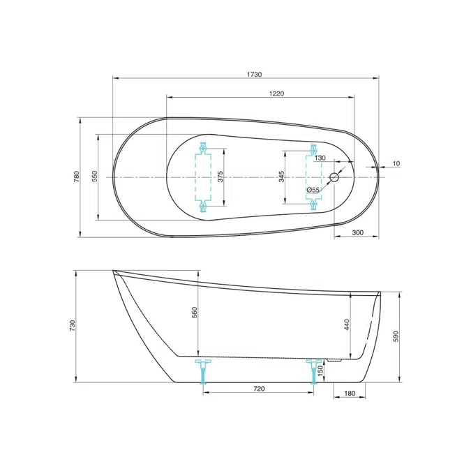 Kado Neue Freestanding Bath 1730 x 780 x 730mm White