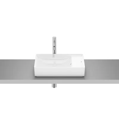 画像 Roca Ona Above Counter 550mm x 345mm No Taphole Right Hand Shelf with Overflow White