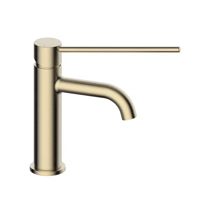 Mizu Drift Basin Mixer Curved Spout with Extended Lever Tap Brushed Brass (6 Star) Lead Free