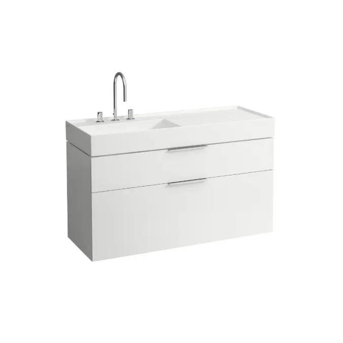 LAUFEN Kartell Wall/Counter Left Hand Basin 1 Tap Hole 1200x460 with Fixing Bolts White