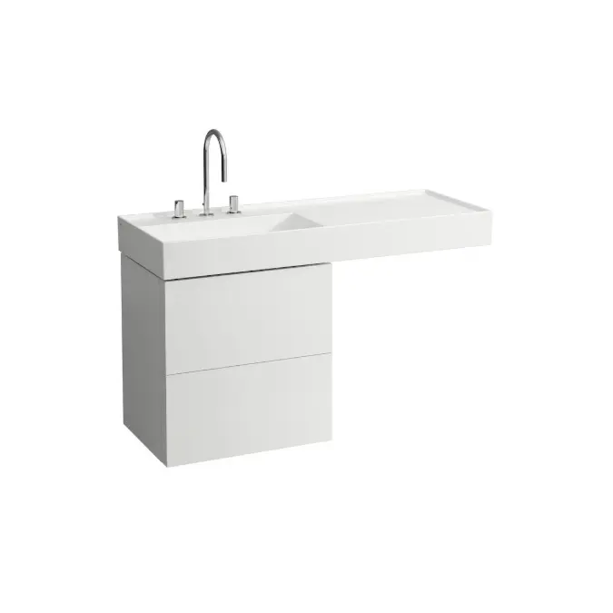 LAUFEN Kartell Wall/Counter Left Hand Basin 1 Tap Hole 1200x460 with Fixing Bolts White