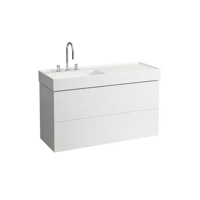 LAUFEN Kartell Wall/Counter Left Hand Basin 1 Tap Hole 1200x460 with Fixing Bolts White