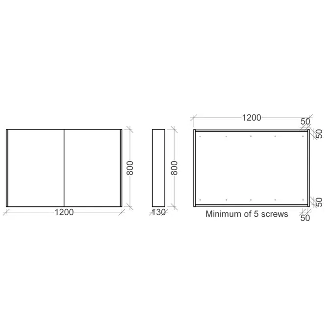 Kado Arc Shaving Cabinet 1200W X 800H X 130D Double Door - Solid Timber Sides