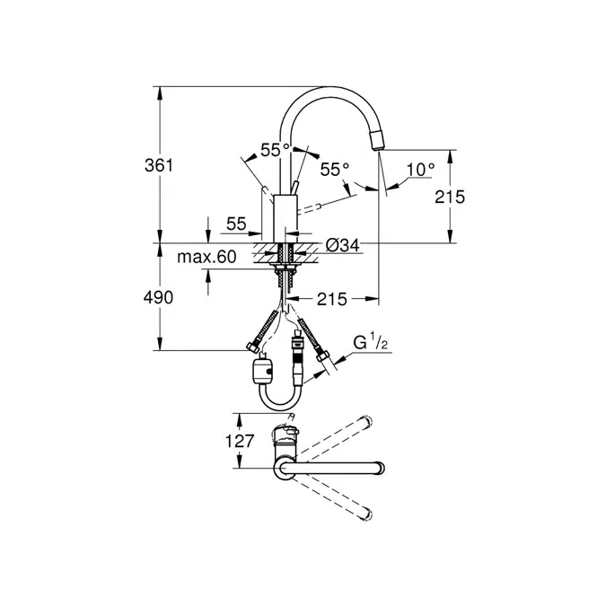 GROHE Concetto Gooseneck Pull Out Sink Mixer Tap Chrome (5 Star)