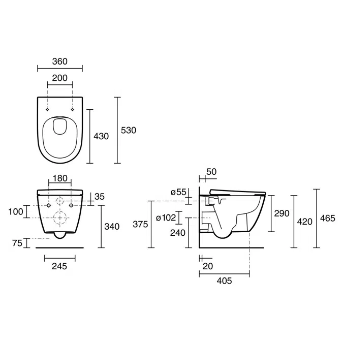 Roca Ona Wall Hung Rimless Pan with Soft Close Quick Release Toilet Seat White (4 Star)