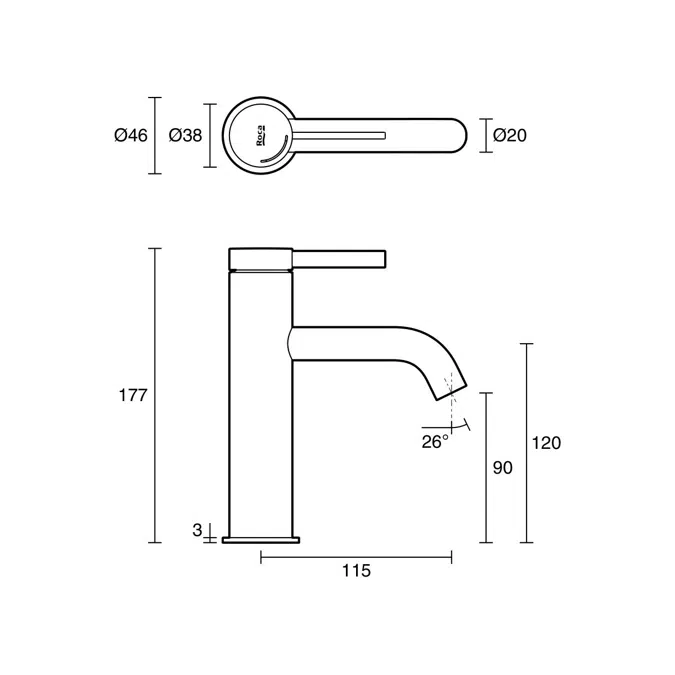 Roca Ona Basin Mixer Tap Brushed Brass (6 Star) Lead Free
