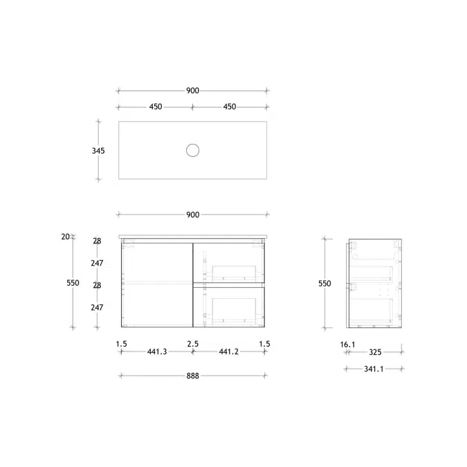 Posh Domaine 900mm Ensuite Wall Hung Vanity Unit Cherry Pie Top (no basin)
