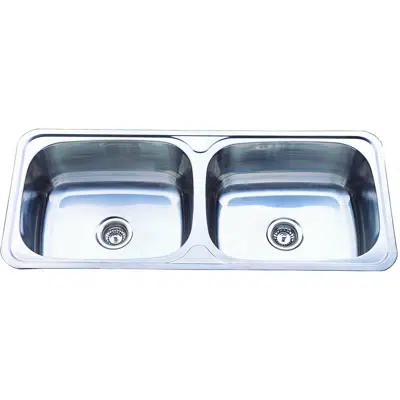 画像 Base Double Inset Laundry Trough 1 Taphole with Bypass 90 litres Stainless Steel