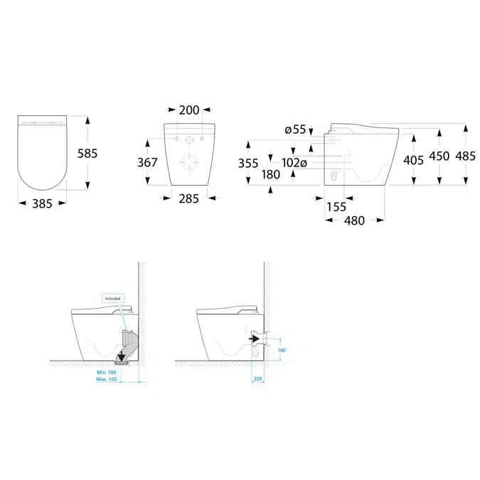 Roca In-Wash Inspira Smart Toilet Rimless Back To Wall Pan (4 Star)