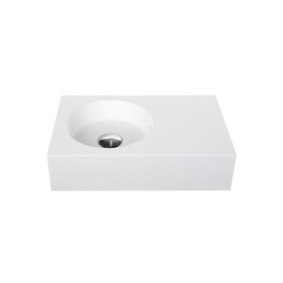Image for Omvivo Neo Mini Solid Surface Wall Basin Left Hand Bowl No Taphole 470mm White