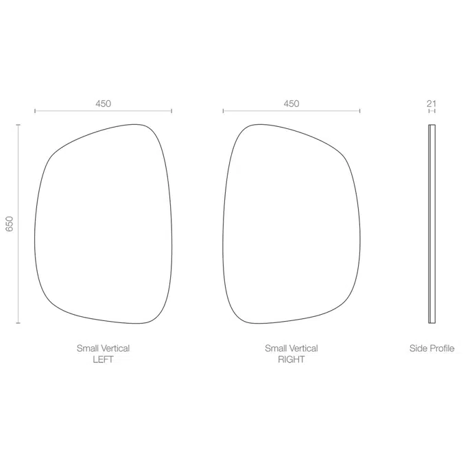 ISSY Glide 650mm x 450mm Small Vertical Mirror Right