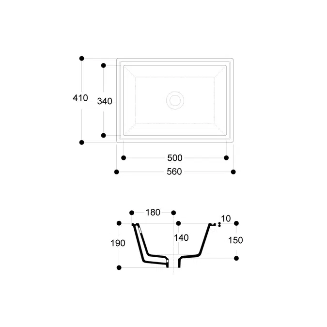 AXA Sink 50 Under Counter Glaze Basin with Fixing No Taphole White