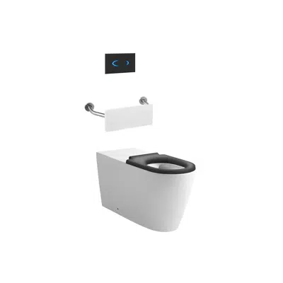 Wolfen 800 Back To Wall Rimless Pan with Inwall Cistern, Sensor Button, Backrest, Single Flap Seat Grey (4 Star) 이미지