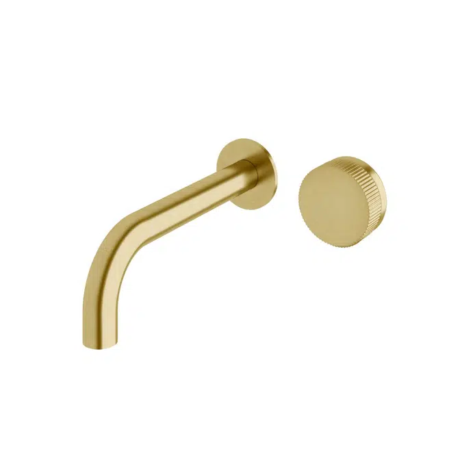 Milli Pure Progressive Wall Basin Mixer Tap System 200mm with Linear Textured Handle PVD Brushed Gold (3 Star)