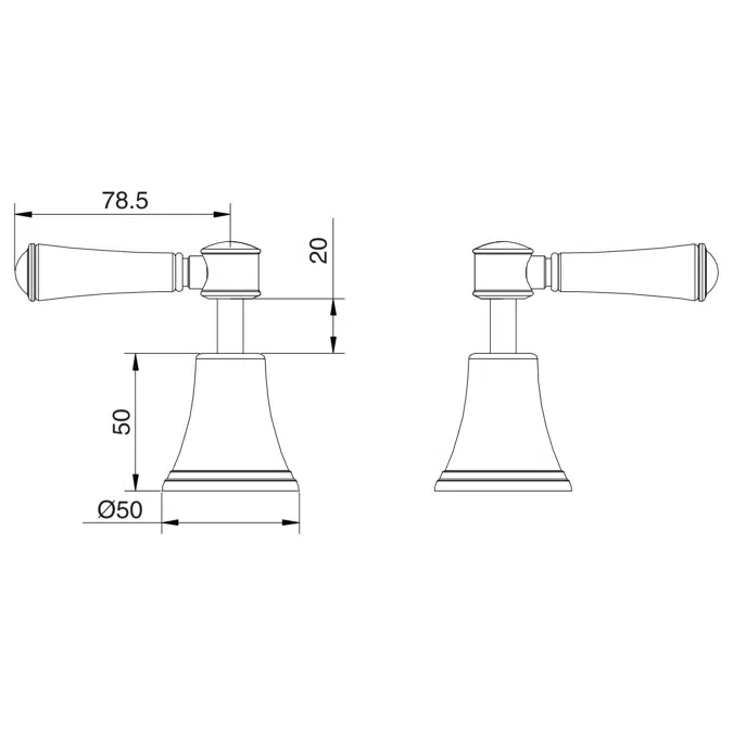 Posh Canterbury Wall Top Assemblies Lever Porcelain Handles Chrome