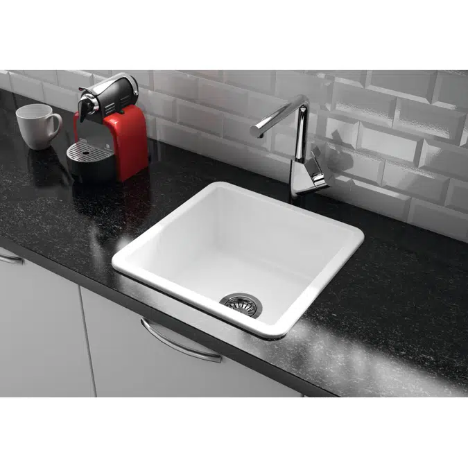 Memo Harper Single Bowl Inset/Undermount Sink 460mm Fireclay White