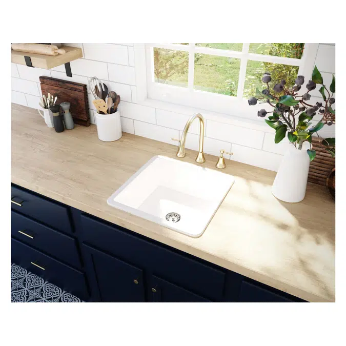 Memo Harper Single Bowl Inset/Undermount Sink 460mm Fireclay White