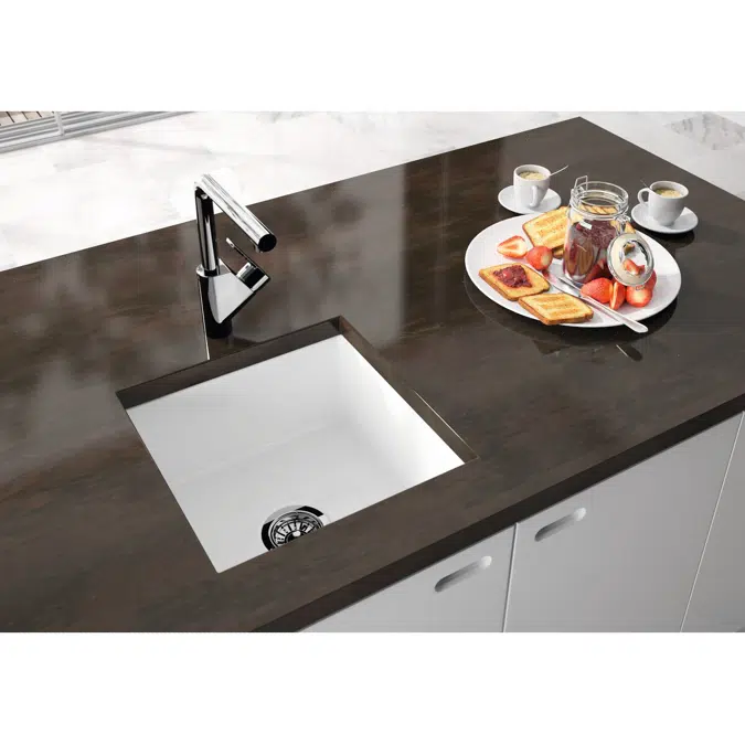 Memo Harper Single Bowl Inset/Undermount Sink 460mm Fireclay White