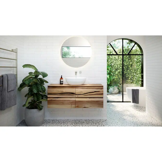 Kado Arc Timber Twin Drawer 1800 Single Bowl Vanity Timber 32mm Top