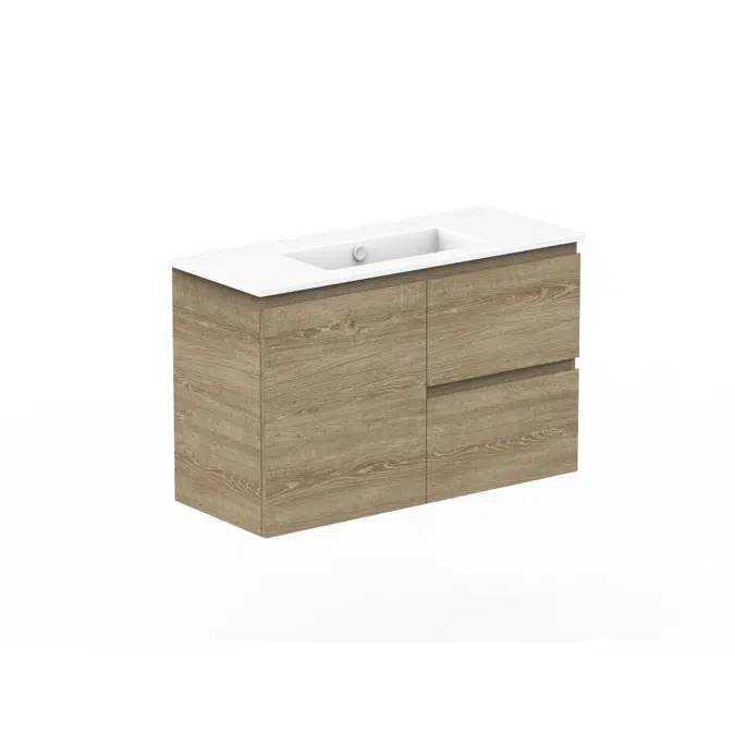Posh Domaine 900mm Ensuite Wall Hung Vanity Unit Ceramic Top