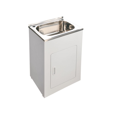 afbeelding voor Base Laundry Trough & Cabinet 45 Litres 1 Tap Hole Stainless Steel / White