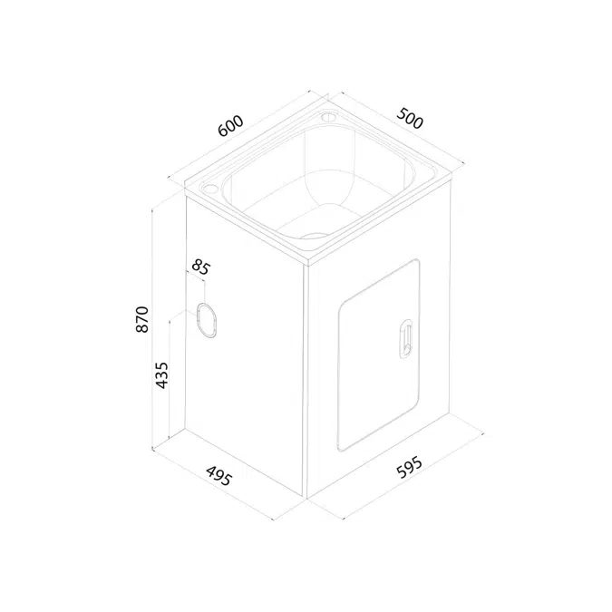 Base Laundry Trough & Cabinet 45 Litres 1 Tap Hole Stainless Steel / White