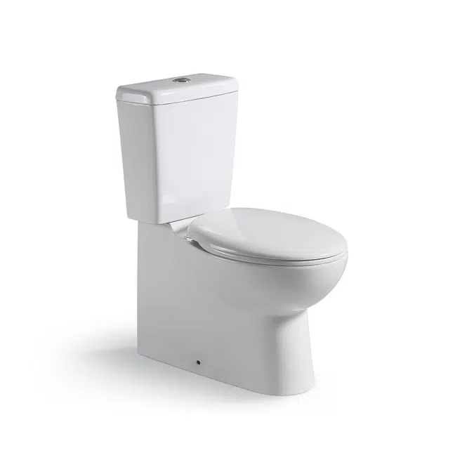 Posh Solus Square Close Coupled Back to Wall Bottom Inlet Toilet Suite S&P Trap Soft Close Quick Release Seat White/ Chrome (4 Star)