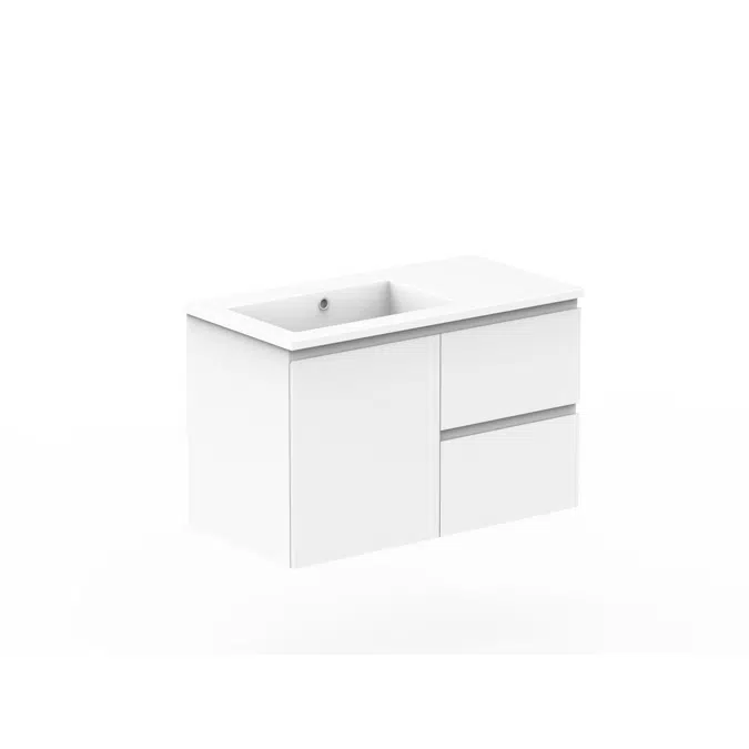 Posh Domaine Conventional 900mm Wall Hung Vanity Cast Marble Left Hand Basin