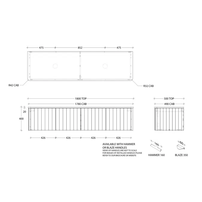 Kado Neue All-Door 1800 Double Bowl Wall Hung Cherry Pie