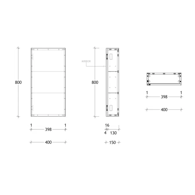 Posh Domaine 400mm x 800mm Shaving Cabinet Standard 1 Door