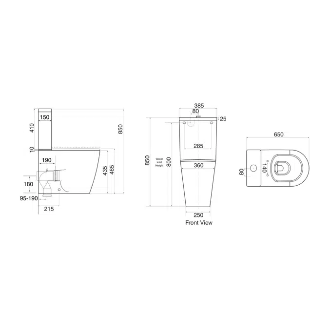 Wolfen Ambulant Close Coupled Back To Wall Rimless Toilet Suite Double Flap Grey (4 Star)