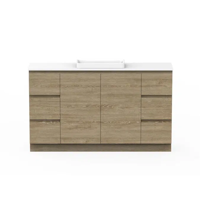 Posh Domaine 1500mm Ensuite Floor Mount Vanity Unit Single Bowl Cherry Pie Top (no basin)