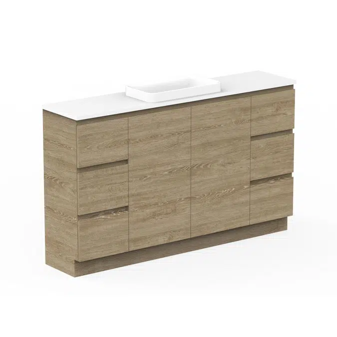 Posh Domaine 1500mm Ensuite Floor Mount Vanity Unit Single Bowl Cherry Pie Top (no basin)