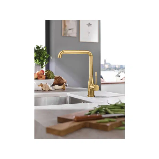 GROHE Essence New Gooseneck Sink Mixer Brushed Cool Sunrise (4 Star)