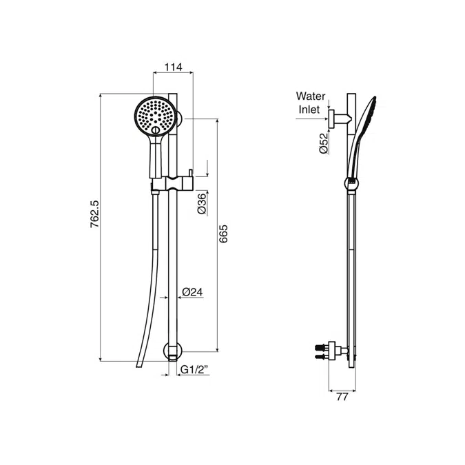 BIM objects - Free download! Mizu Drift Single Rail Shower with Top ...