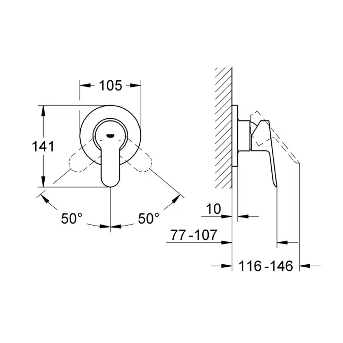 BIM objects Free download! GROHE BauEdge Shower / Bath Mixer Tap