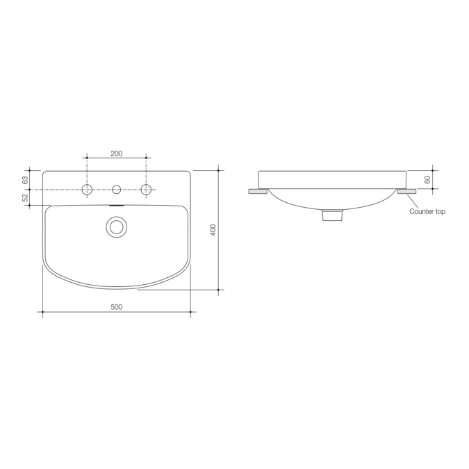 BIM objects - Free download! Caroma Forma Inset Vanity Basin 3 Taphole ...