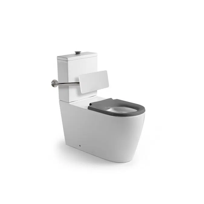 Wolfen 800 Close Coupled Back to Wall Rimless Toilet Suite with Single Flap Seat Grey with Backrest (4 Star)