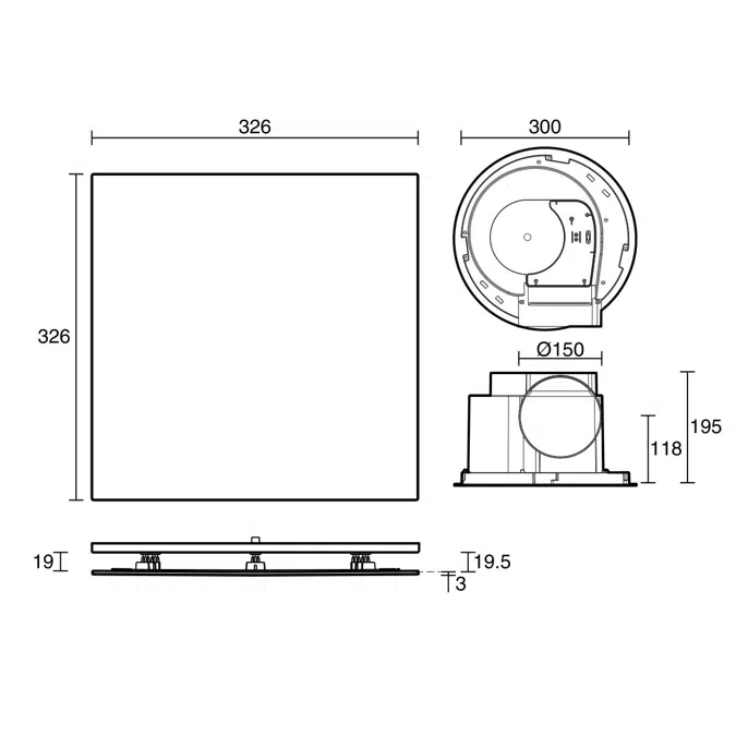 Kado Lux HiFlow 250 Exhaust Fan Square Matte White