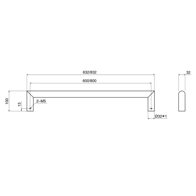 Mizu Drift Heated Towel Rail 630mm (Each) (Less Transformer) Brushed Stainless Steel