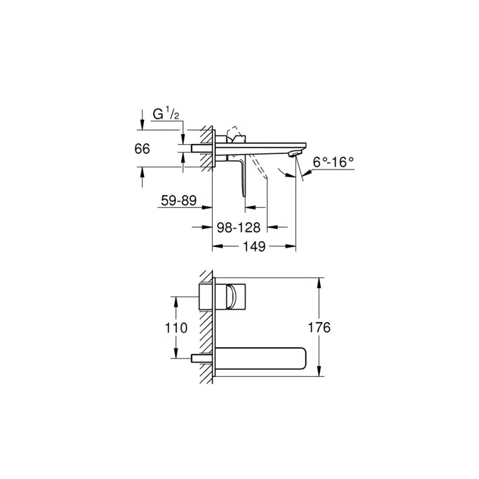 GROHE Lineare New Wall Basin Mixer Set 149mm Chrome (5 Star)