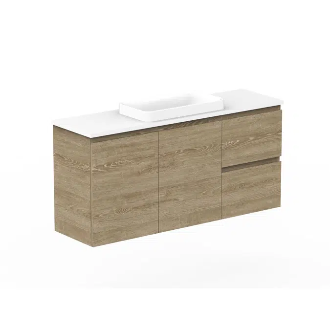 Posh Domaine 1200mm Ensuite Wall Hung Vanity Unit Single Bowl Cherry Pie Top (no basin)