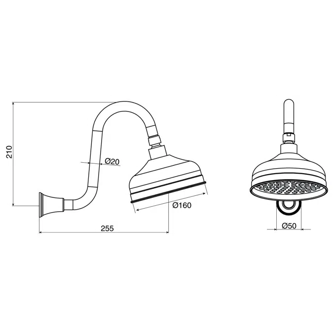 Objetos BIM - ¡Descarga gratis! Posh Canterbury Gooseneck Shower Arm ...