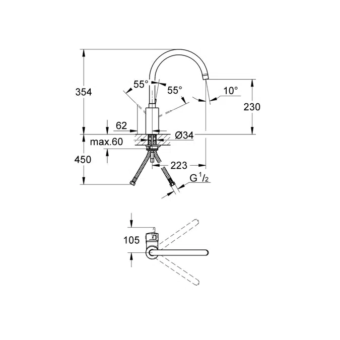 GROHE Eurosmart New Cosmopolitan Sink Mixer Chrome (5 Star)