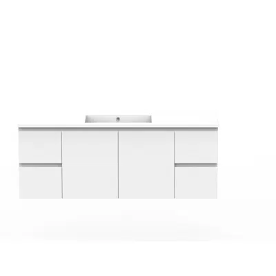 afbeelding voor Posh Domaine Conventional 1500mm Single Bowl Basin Wall Hung Vanity Cast Marble Top