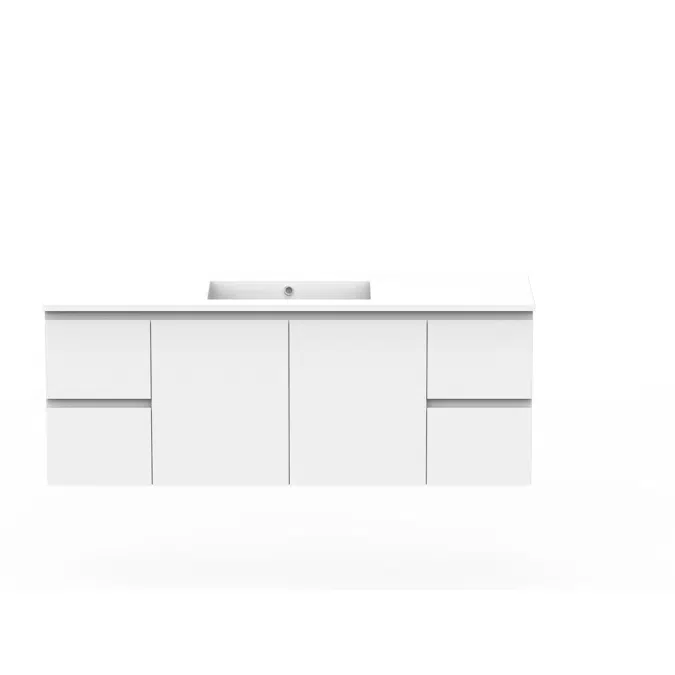 Posh Domaine Conventional 1500mm Single Bowl Basin Wall Hung Vanity Cast Marble Top