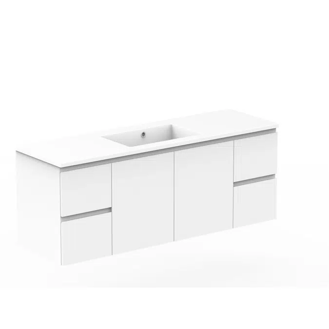 Posh Domaine Conventional 1500mm Single Bowl Basin Wall Hung Vanity Cast Marble Top