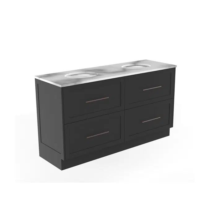 Kado Lux 1500mm All Drawer Floor Mounted Vanity Unit 4 Drawers Double Vanity (No Basin)