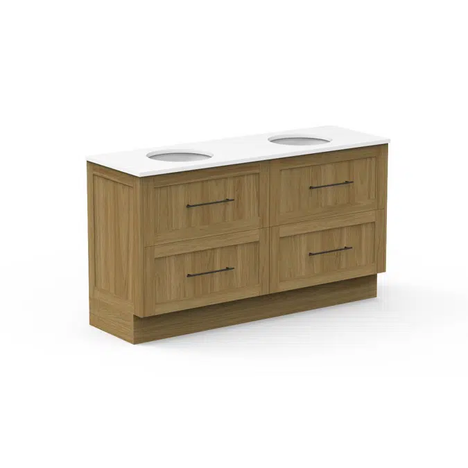 Kado Lux 1500mm All Drawer Floor Mounted Vanity Unit 4 Drawers Double Vanity (No Basin)